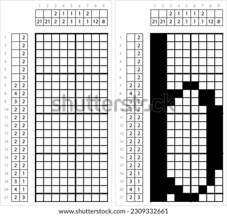 Alphabet b Lowercase Nonogram Pixel Art, Character b, Language Letter Graphemes Symbol Vector Art Illustration, Logic Puzzle Game Griddlers, Pic-A-Pix, Picture Paint By Numbers, Picross