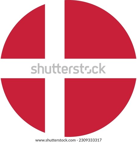 The flag of Denmark. Flag icon. Standard color. Round flag. Computer illustration. Digital illustration. Vector illustration. Royalty-Free Stock Photo #2309333317