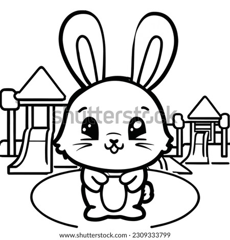 small bunny Coloring page outline of cartoon vector illustration.
