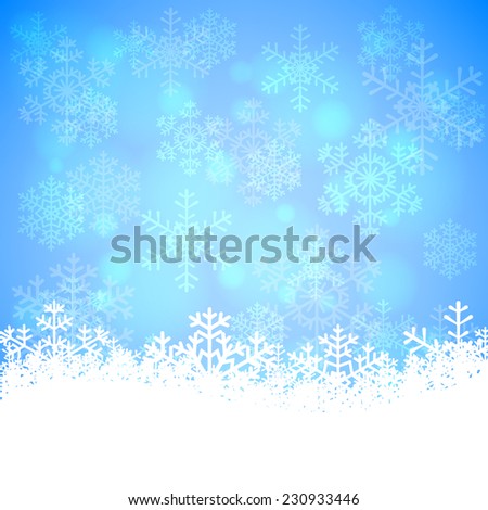 Christmas card with glowing snowflakes and bokeh