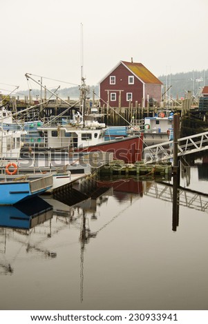 Busy Fishing Wharf in Yarmouth, Nova Scotia, Canada