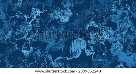 Dirty blue, navy pattern. Gruge texture seamless background. Watercolor endless repeat backdrop. Vector  tye die pattern. Sea, ocean texture. Royalty-Free Stock Photo #2309352243