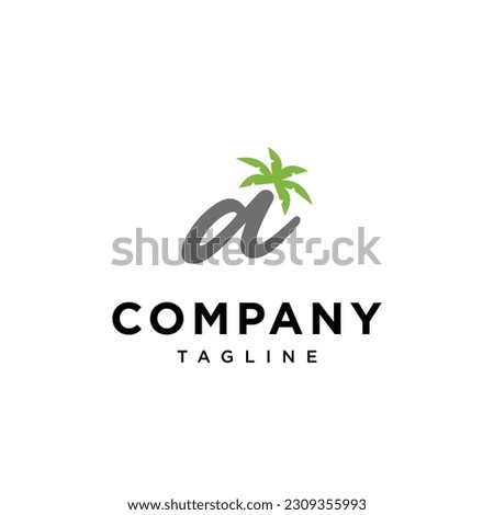 
Letter A coconut tree beach logo icon vector template.eps