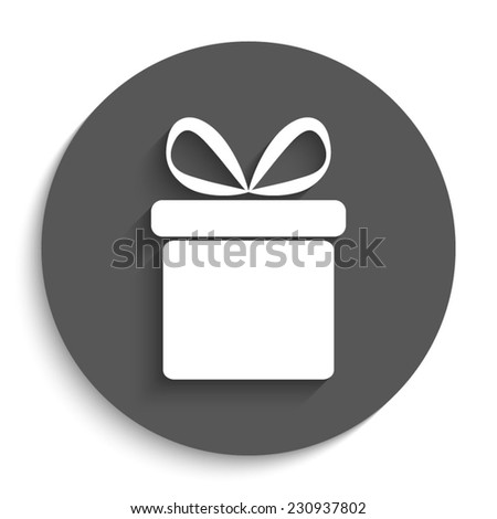  Gift box  - vector icon with shadow on a round grey button