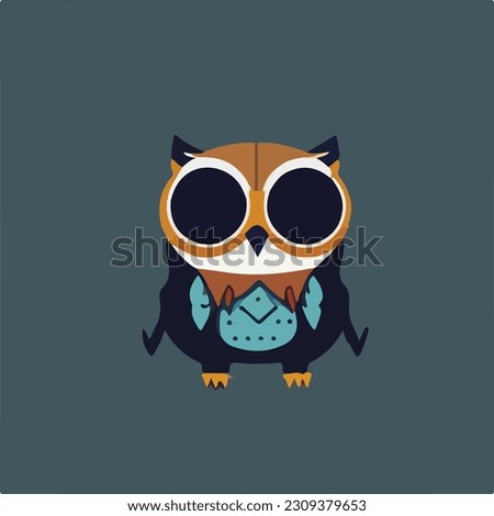 Cute Owl Vector Logo Icon Sports Mascot flat vector illustration