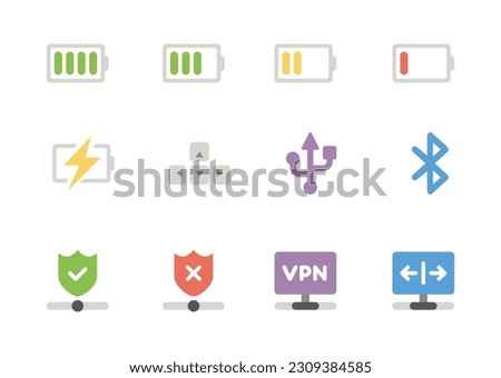 set of devices and network icons