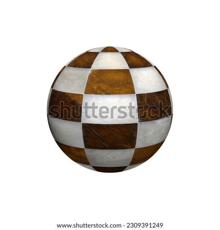 Globe-shaped marble chessboard. Conceptual image.
