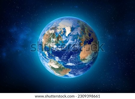 Blue planet earth in space. Atlantic ocean zone. Elements of this image furnished by NASA Royalty-Free Stock Photo #2309398661
