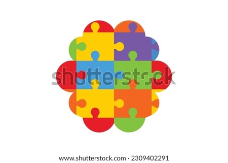 puzzle brain logo vector icon template illustration