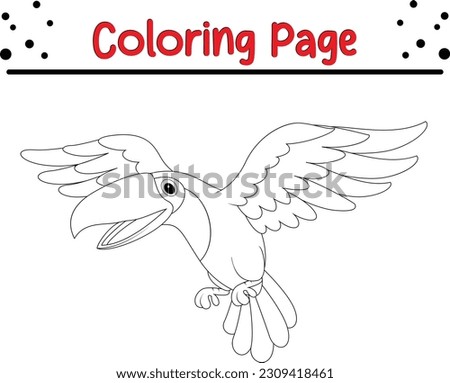 Cute  parrot cartoon coloring page illustration vector. For kids coloring book.