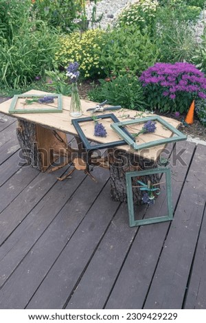 simple ideas for lavender images in the frame on the table in the garden