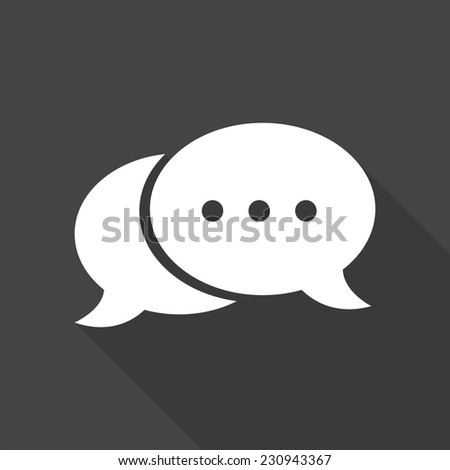 speech bubble icon - vector illustration with long shadow isolated on gray 