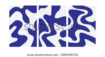 A set of three abstract posters designs. Modern wall art with organic irregular geometric shapes. Minimalistic image for creative design. Vector illustrations Royalty-Free Stock Photo #2309458733