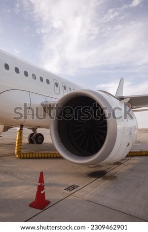 jet engine at the airplane wing