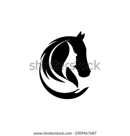 Girl And Horse Logo Design And Horse Farm Template Vector. Royalty-Free Stock Photo #2309467687