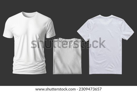 White or grey blank t shirt mockup with folded white t shirt mock