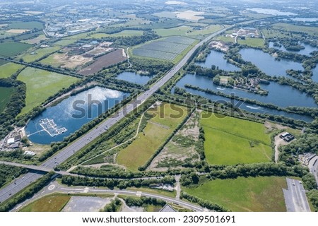 beautiful aerial view of the new developing area, Green Park in Reading, Berkshire, UK, daytime