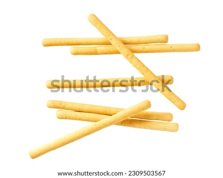 italian stick bread grissini, traditional breadsticks isolated on white background full depth of field. Royalty-Free Stock Photo #2309503567