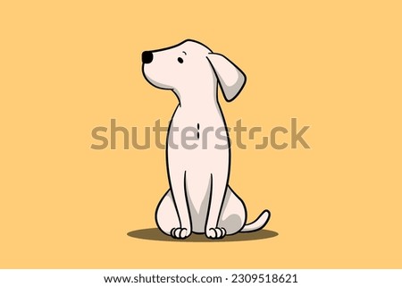 Minimal cute dog cartoon on yellow background