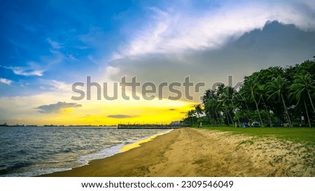 Seaside along East Coast Park during sunset in Singapore.
