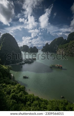 
Top view of Ha Long Bay, as seen from Ti Top Island, Vietnam, Sep22. Royalty-Free Stock Photo #2309566011