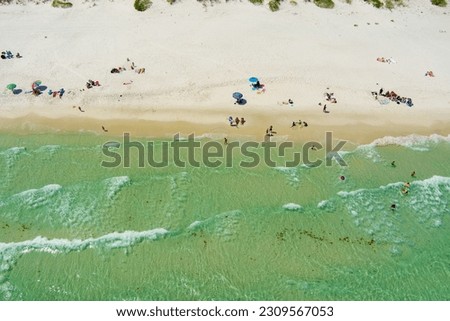 Aerial view of the Opal Beach surf at Pensacola, Florida on Memorial Day Weekend 2023