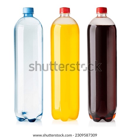 Three  large plastic bottle with  soft drink bottles isolated on white Royalty-Free Stock Photo #2309587309