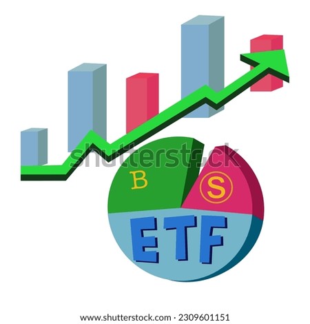 Text ETF (Exchange Traded Fund)  put on Spherical graphs, bar graphs,
Concept Entering the Digital Money Fund.