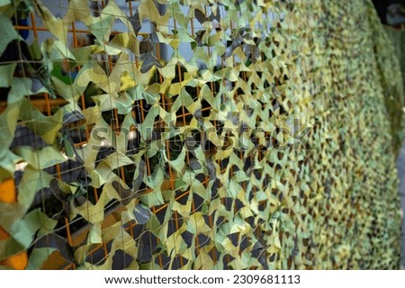 Camouflage net, Army camouflage pattern. Military camouflage net. Close-up. Independence Concept Pictures. Stop the War placard concept.