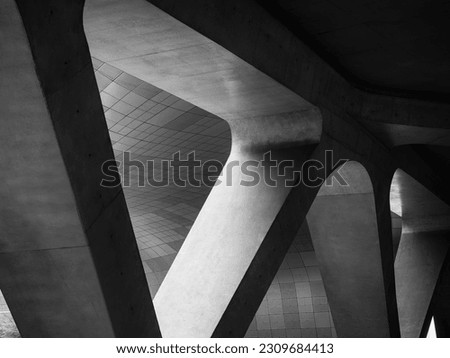 Architecture details Cement wall Geometric shape Modern building Space  Royalty-Free Stock Photo #2309684413