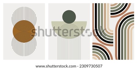 Mid-century abstract contemporary aesthetic background design set with geometric balance shapes. Abstract Art Design for prints, covers, wallpapers, wall art. Vector illustration. Royalty-Free Stock Photo #2309730507