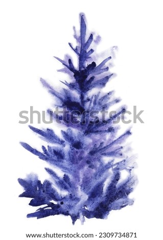 Watercolor Christmas tree, isolated on white 