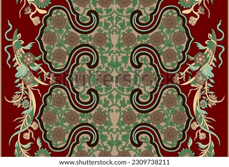 Textile digital Design hand made artwork Digital Borders Textile Prints ikat luxury prints. Beautiful  traditional ethnic rug textural abstract paisley Floral baroque Ornamental design.