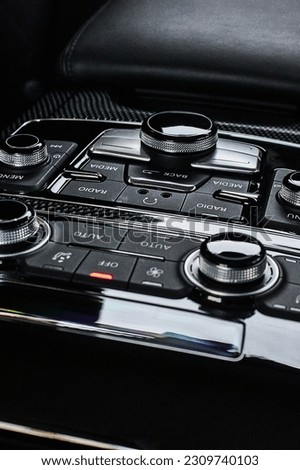 Car interior details. Car interior luxury. Car electronics