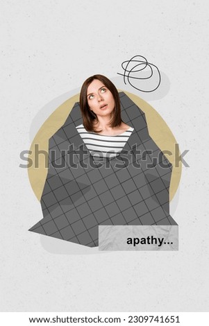 Vertical collage artwork image of dissatisfied girl suffer depression after divorce look up dream isolated on drawing grey background