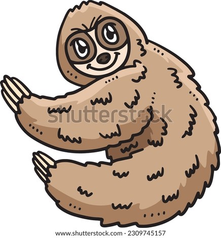  Baby Sloth Cartoon Colored Clipart Illustration
