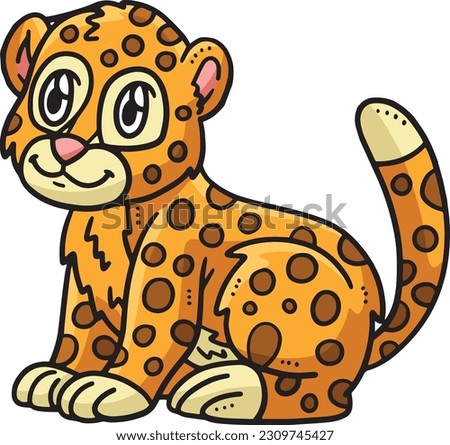 Baby Cheetah Cartoon Colored Clipart Illustration