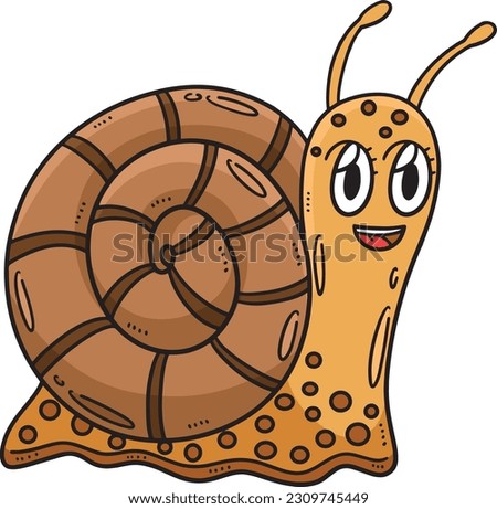 Mother Snail and Baby Snail Cartoon Clipart 