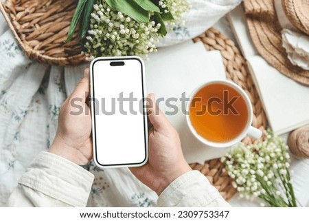 Phone with isolated screen, good morning concept.