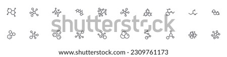 Collection of modern molecule outline icons. Set of modern illustrations for mobile apps, web sites, flyers, banners etc isolated on white background. Premium quality signs.   Royalty-Free Stock Photo #2309761173