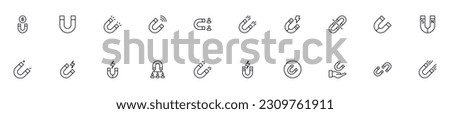 Magnet concept. Collection of modern high quality search line icons. Editable stroke. Premium linear symbol for web sites, flyers, banners, online shops and companies.  Royalty-Free Stock Photo #2309761911
