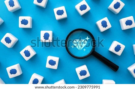 Looking for talent among people. Diamond concept. Excellence, recognition of exceptional skills abilities. Assessed for unique talents, capabilities, and potential in respective fields. Royalty-Free Stock Photo #2309775991