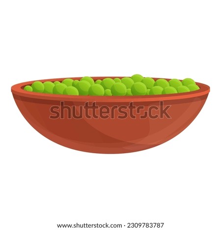 Peas bowl icon. Cartoon of peas bowl icon for web design isolated on white background