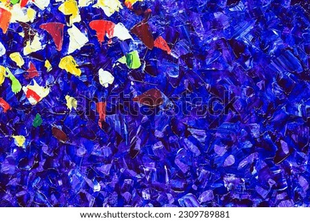 Abstract hand paint picturesque dark blue acrillic art background with colorful spots on canvas. Vivid backdrop for wallpaper, design, web, banner, poster. With space for text