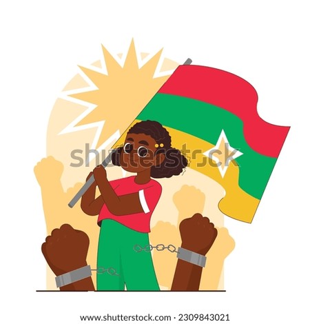 Juneteenth. Independence and emancipation day of black people in USA. Annual holiday, celebrating freedom of african-americans. Flat vector illustration