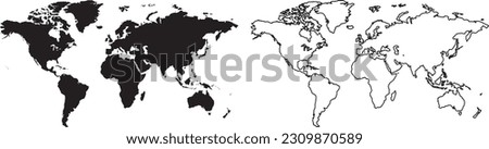 Hi Detail Vector Political World Map illustration. World map on white background. Vector illustration