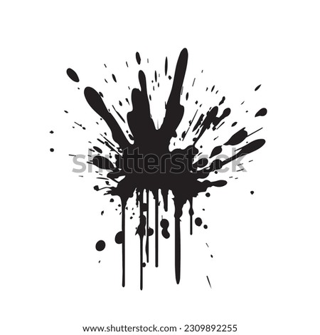 A black Paint splash. with a white background. Blot and blots of paint. Grunge style paint brush Paint splash. Isolate in white background. vector illustration. 