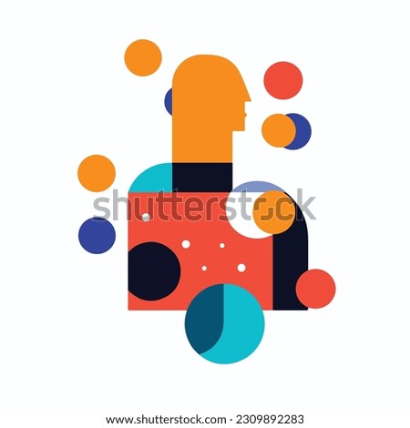 A colorful illustration of a man with a hat. A man in a suit with colorful shapes. Abstract vector art. isolated on white background. 