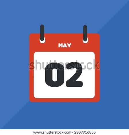 May 02 vector icon calendar Date, day and month Vector illustration, colorful background.