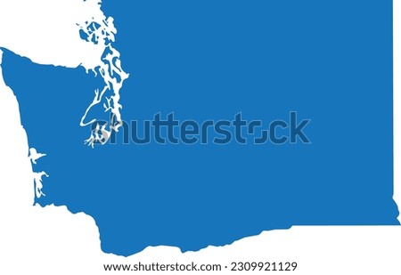 BLUE CMYK color detailed flat map of the federal state of WASHINGTON, UNITED STATES OF AMERICA on transparent background